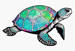 tropical psychedelic turtle, high-angle shot tattoo idea