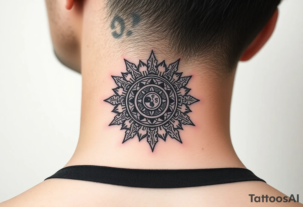 zombie Aztec sun calendar tattoo idea