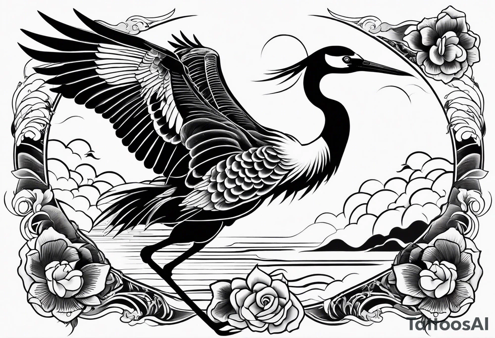 Japanese crane tattoo idea