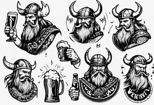 viking drinking beer tattoo idea