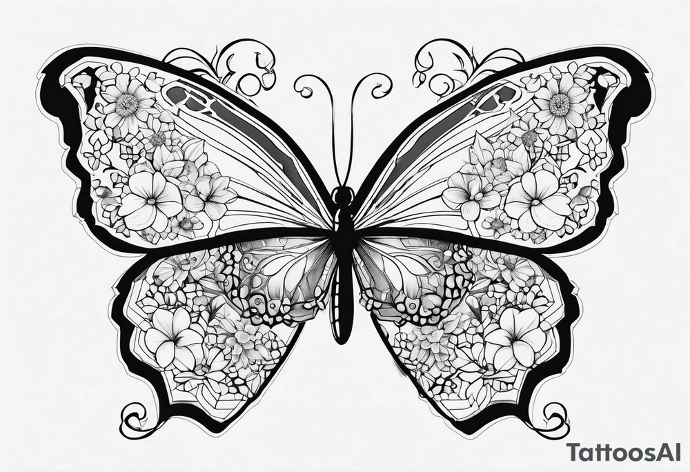 Gerbara butterfly paws forget me not heart tattoo idea