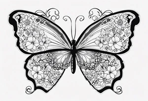 Gerbara butterfly paws forget me not heart tattoo idea