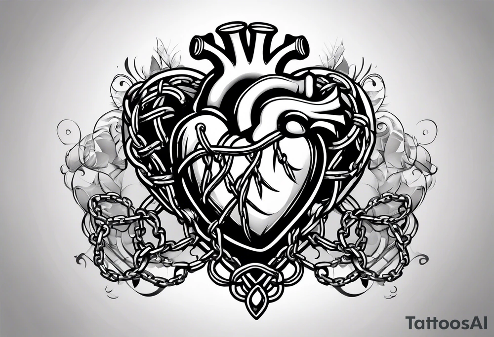 Heart wrapped in chains tattoo idea