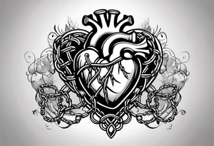 Heart wrapped in chains tattoo idea