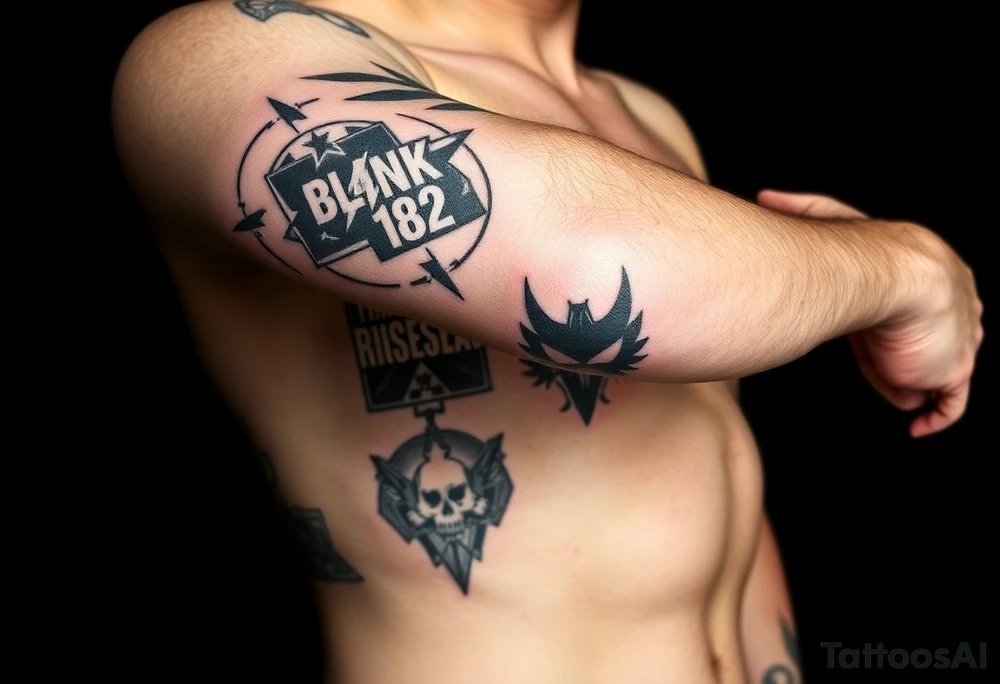 Loving rock music and logos of the following bands: Blink 182, Rise Against, Audioslave, Wolfmother tattoo idea