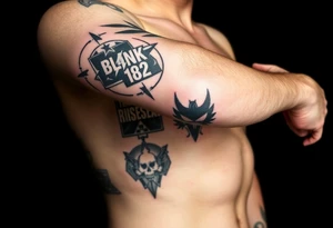 Loving rock music and logos of the following bands: Blink 182, Rise Against, Audioslave, Wolfmother tattoo idea
