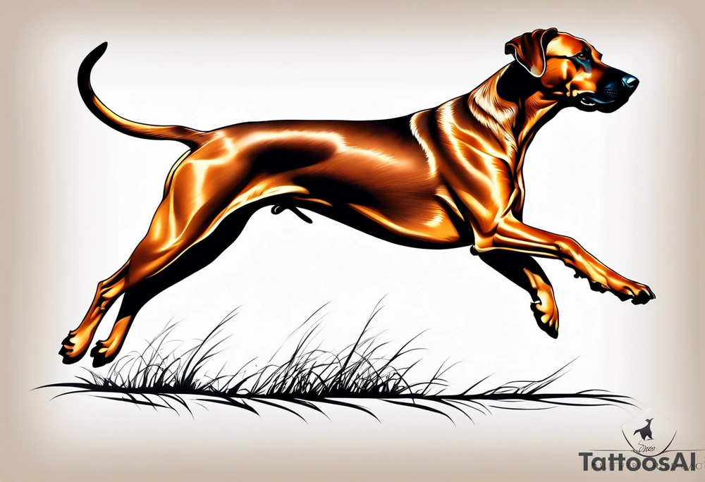 Rhodesian ridgeback running, side profile tattoo idea
