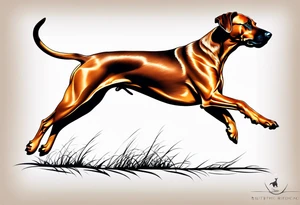Rhodesian ridgeback running, side profile tattoo idea