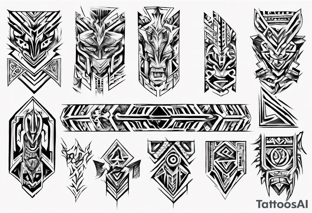Block Tribal shaped for male left hand pectoral tattoo idea