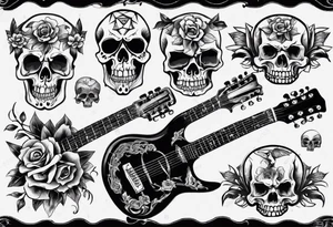 Guitar with skulls tattoo idea