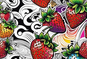 Rainbow Strawberry in a graffiti very surreal style tattoo idea