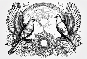 2 doves compas sun tattoo idea