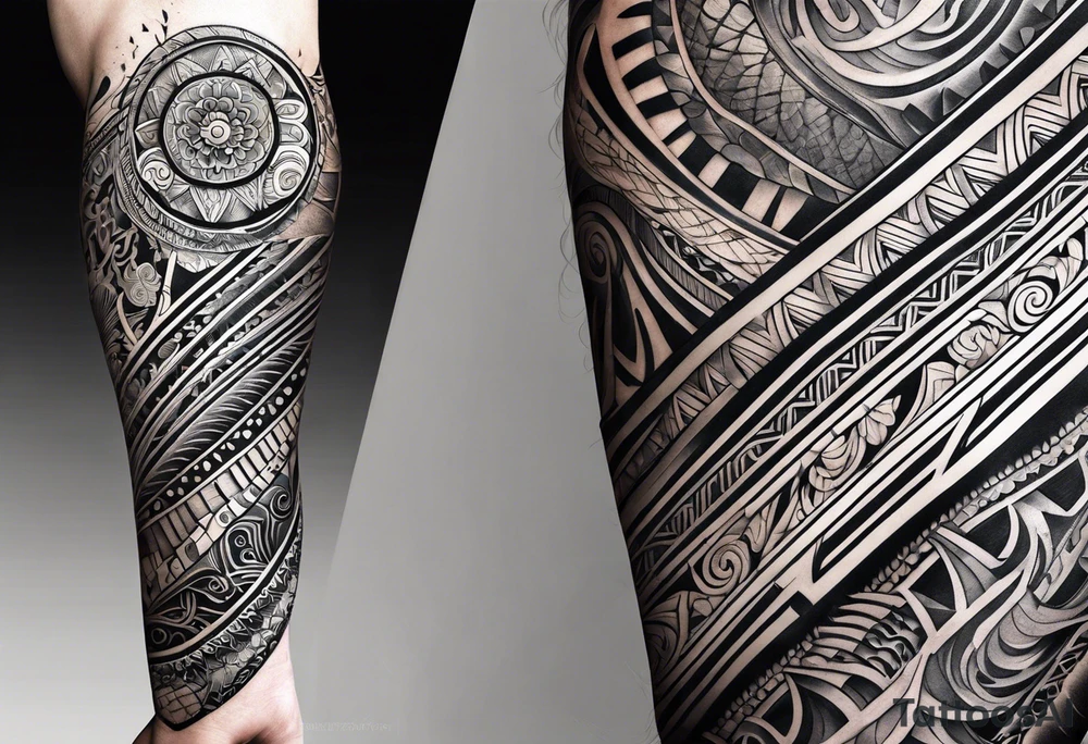 japanese and maori tattoo right arm sleeve tattoo idea
