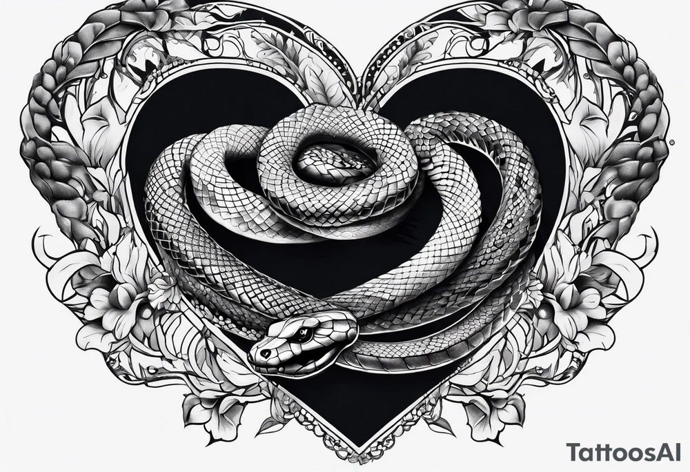 a snake wrapped around a heart tattoo idea