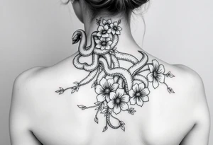 Medusa gangster snakes coming out of hair with flowers and quotes tattoo idea