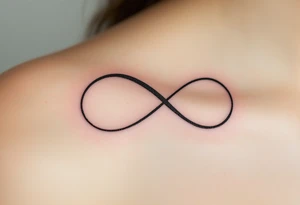 A delicate black infinity symbol with a subtle gold gradient running along the edges, representing timeless elegance. tattoo idea