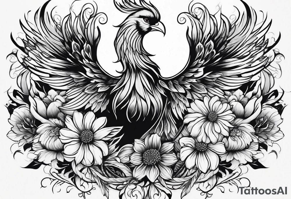 Phoenix flower tattoo idea