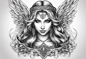 Angel with evil grin tattoo idea