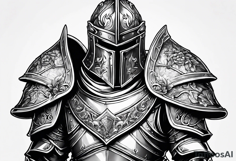 knight heavy armor surrounded tattoo idea