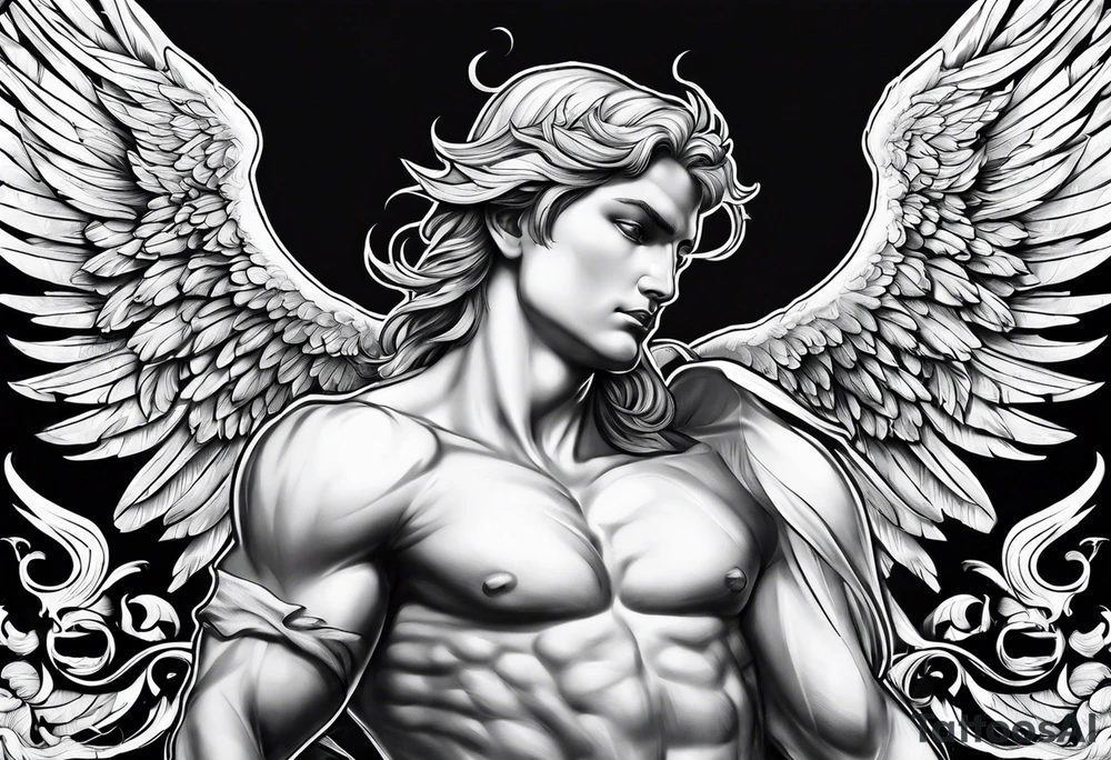 Male angel from hell tattoo idea