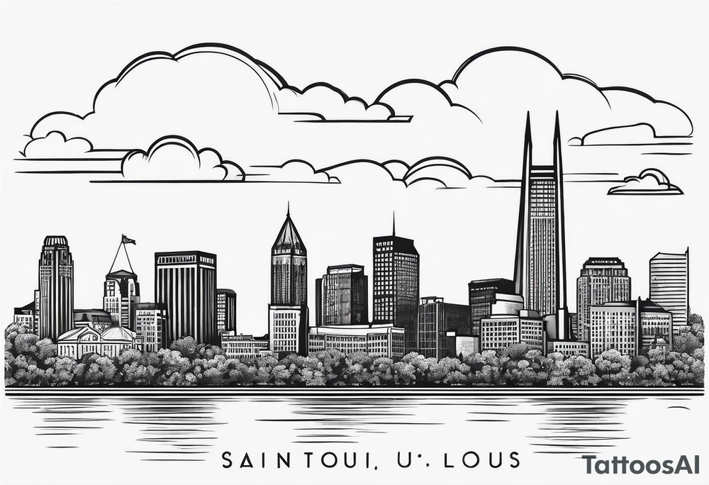 saint louis missouri skyline in a simple frame tattoo idea
