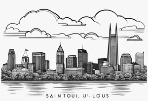 saint louis missouri skyline in a simple frame tattoo idea