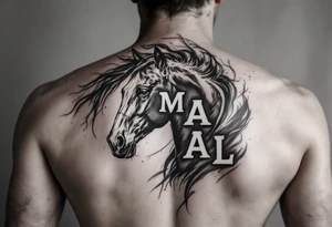 horse silhouette 
from the front
with littles letters M A L tattoo idea