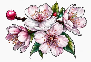 Cherry blossom flower with planets tattoo idea