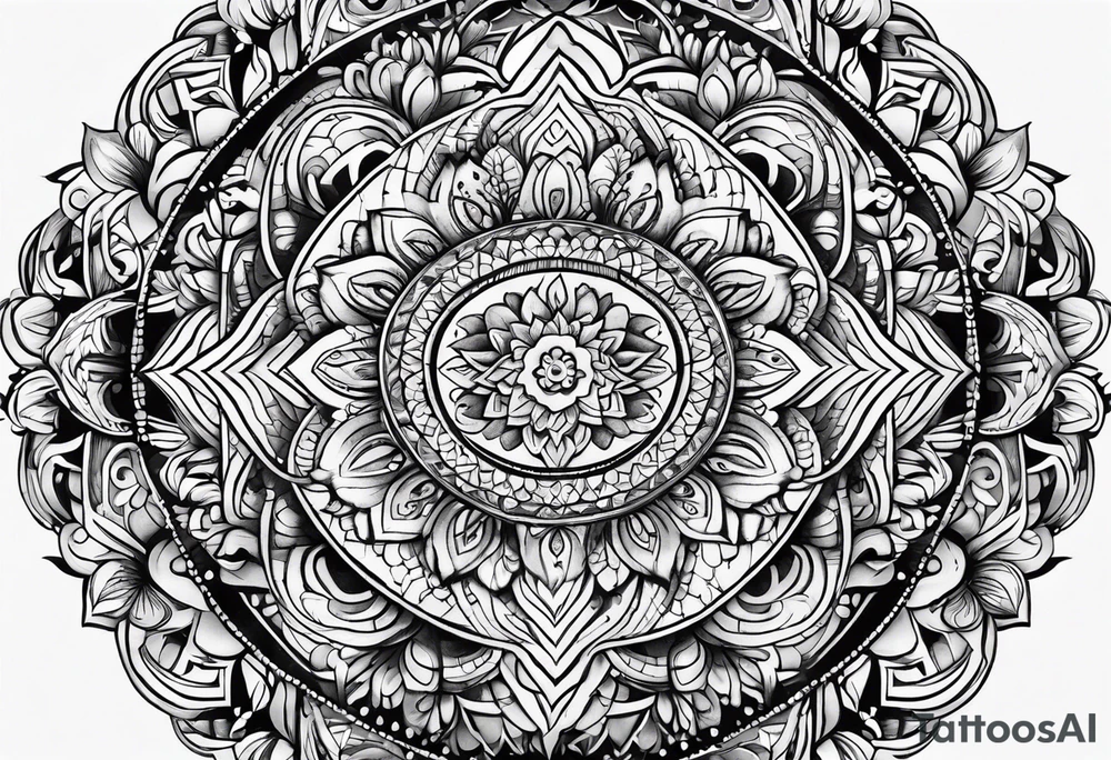 a psychedelic mandala under boobs tattoo idea