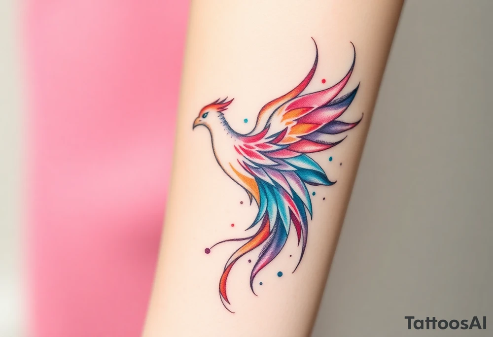 Phoenix with splashes of color tattoo idea