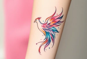 Phoenix with splashes of color tattoo idea