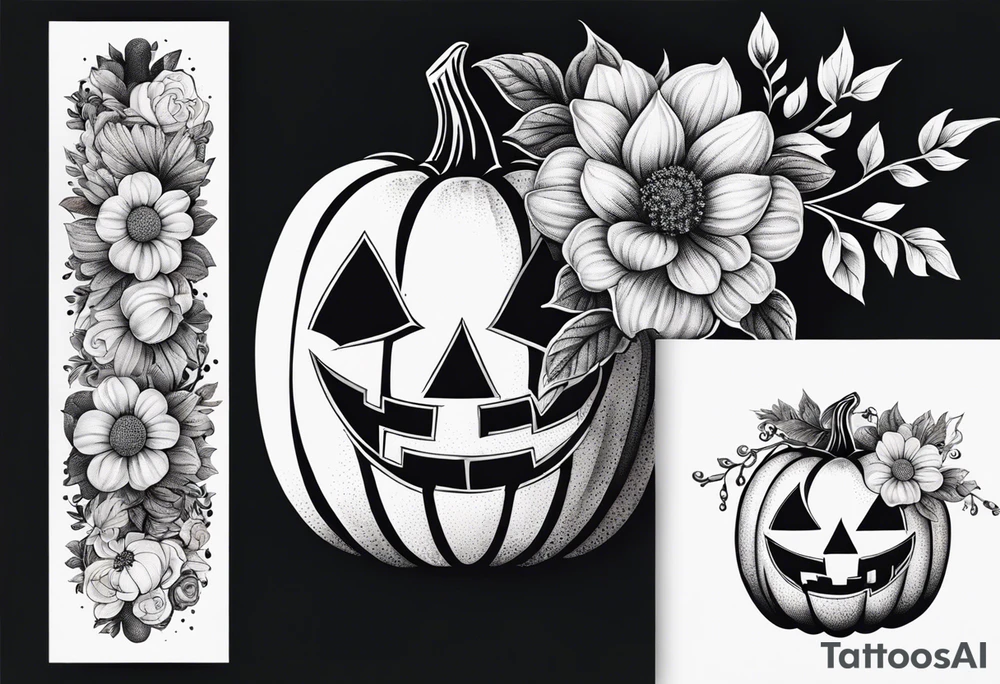 pumpkin with flowers tattoo idea