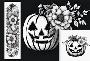 pumpkin with flowers tattoo idea