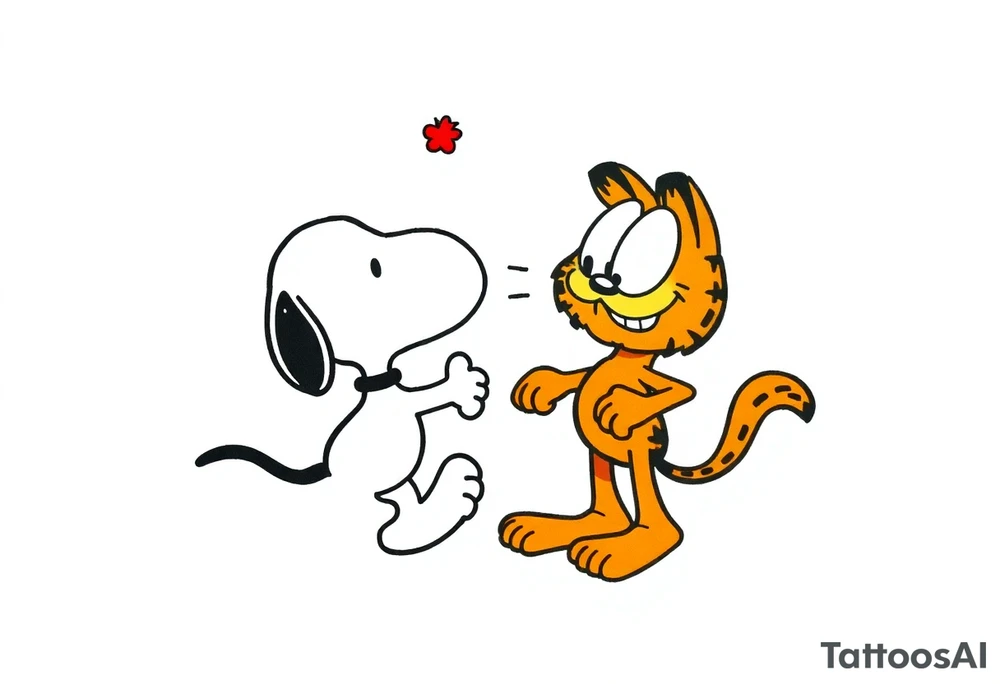 snoopy in a battle with Garfield tattoo idea