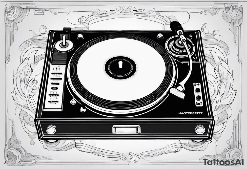 A recordplayer fineline minimalistic roftop from above tattoo idea