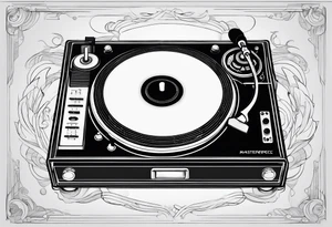 A recordplayer fineline minimalistic roftop from above tattoo idea