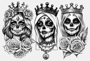 santa la muerta with money and crown
on the card tattoo idea