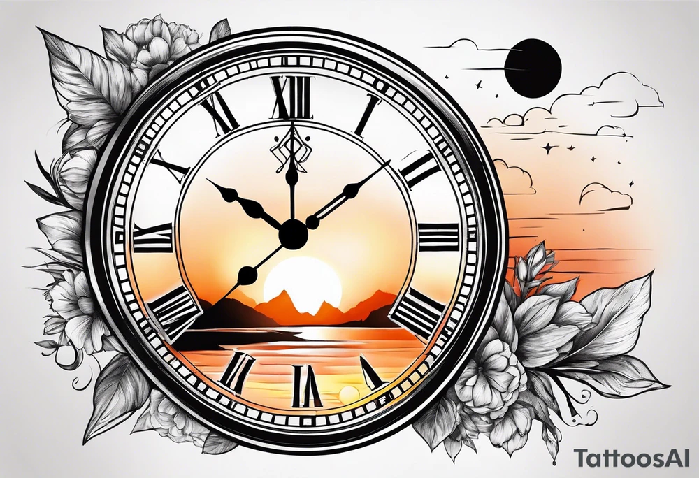 time element in sunset for man simple design tattoo idea