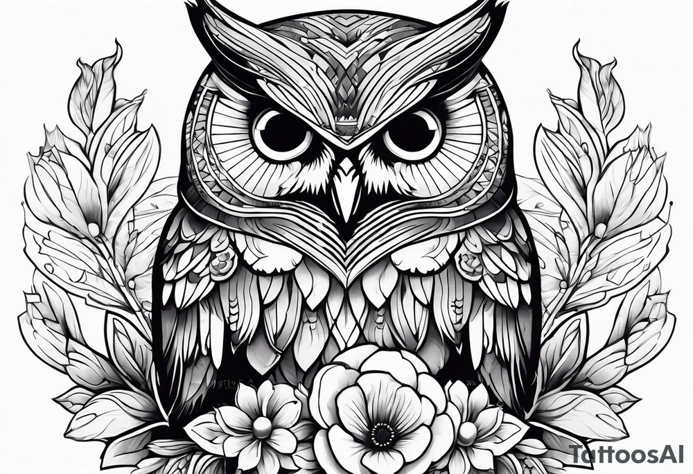 Flower Bouquet with an owl tattoo idea