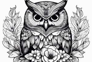 Flower Bouquet with an owl tattoo idea