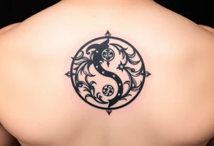 Yin yang with the 4 elements tattoo idea