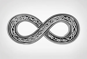 Infinity symbol, capital letter B in the center, capital letter J in the left side, capital letter J in the right side tattoo idea