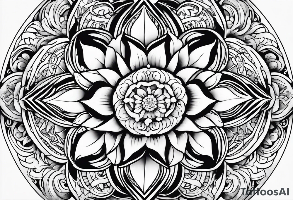 Hippy Buddhist feminine floral tattoo idea