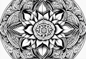 Hippy Buddhist feminine floral tattoo idea