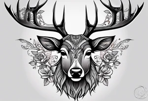 high-quality drawings of various fantastic animals. For example, a tattoo depicting a deer with a bird's beak. tattoo idea