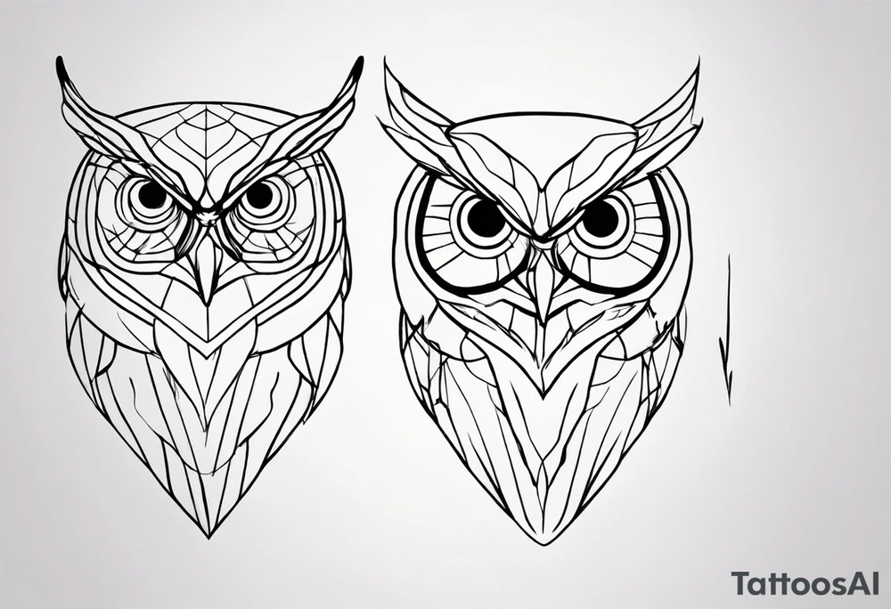 create one line tattoo of a owl head. the line has to start at the buttom and be finished at the top. Has to be simplistic and be one-line that is connected tattoo idea