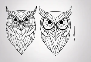 create one line tattoo of a owl head. the line has to start at the buttom and be finished at the top. Has to be simplistic and be one-line that is connected tattoo idea