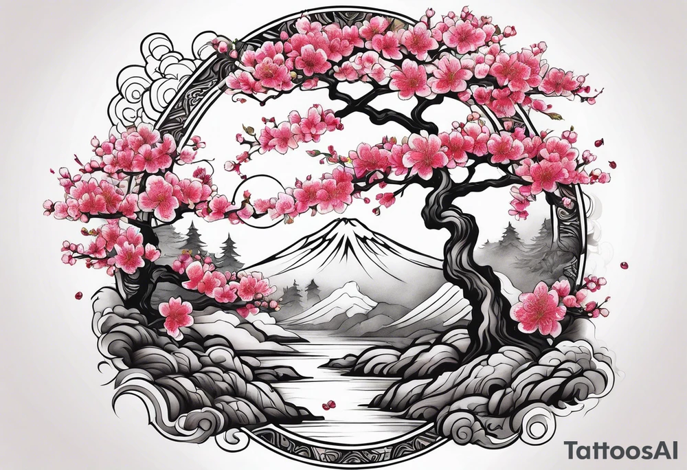 cherry blossom forest tattoo idea