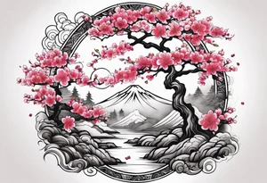 cherry blossom forest tattoo idea