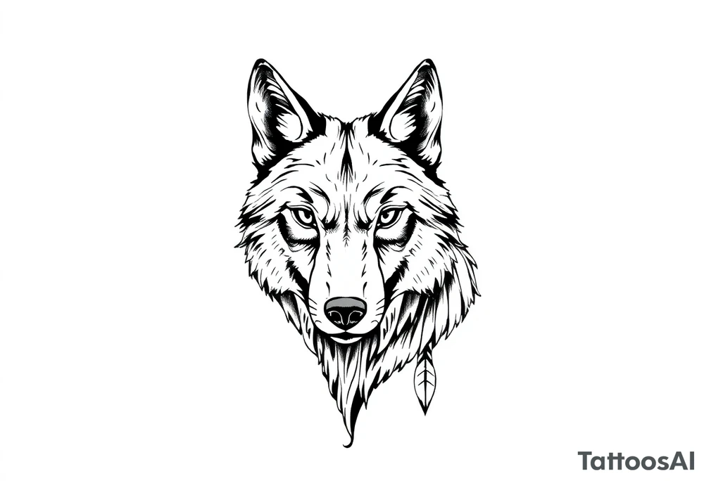 wolf head looking straight forward tattoo idea